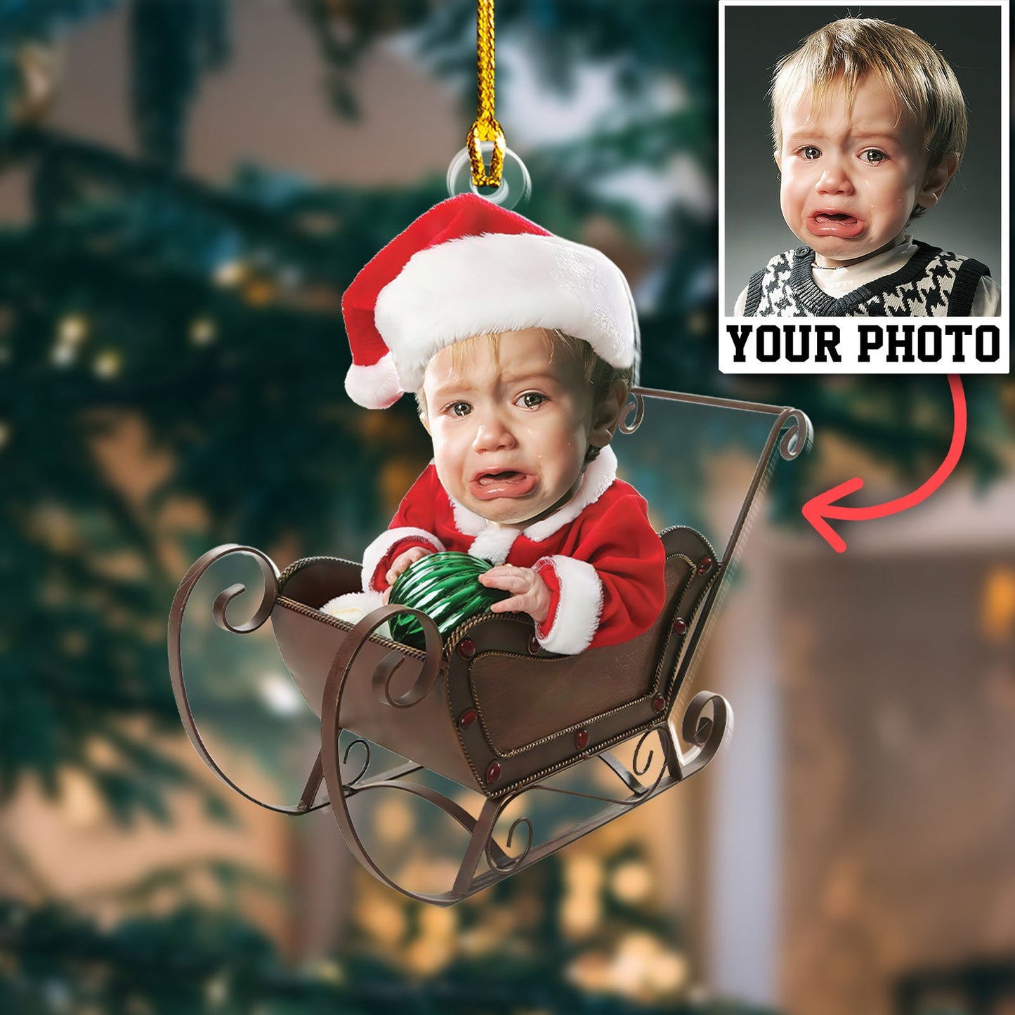 Custom Photo Baby Christmas Ornament