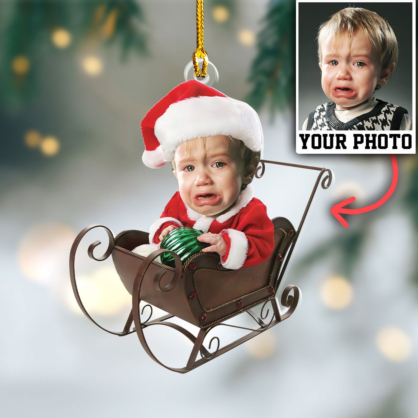 Custom Photo Baby Christmas Ornament