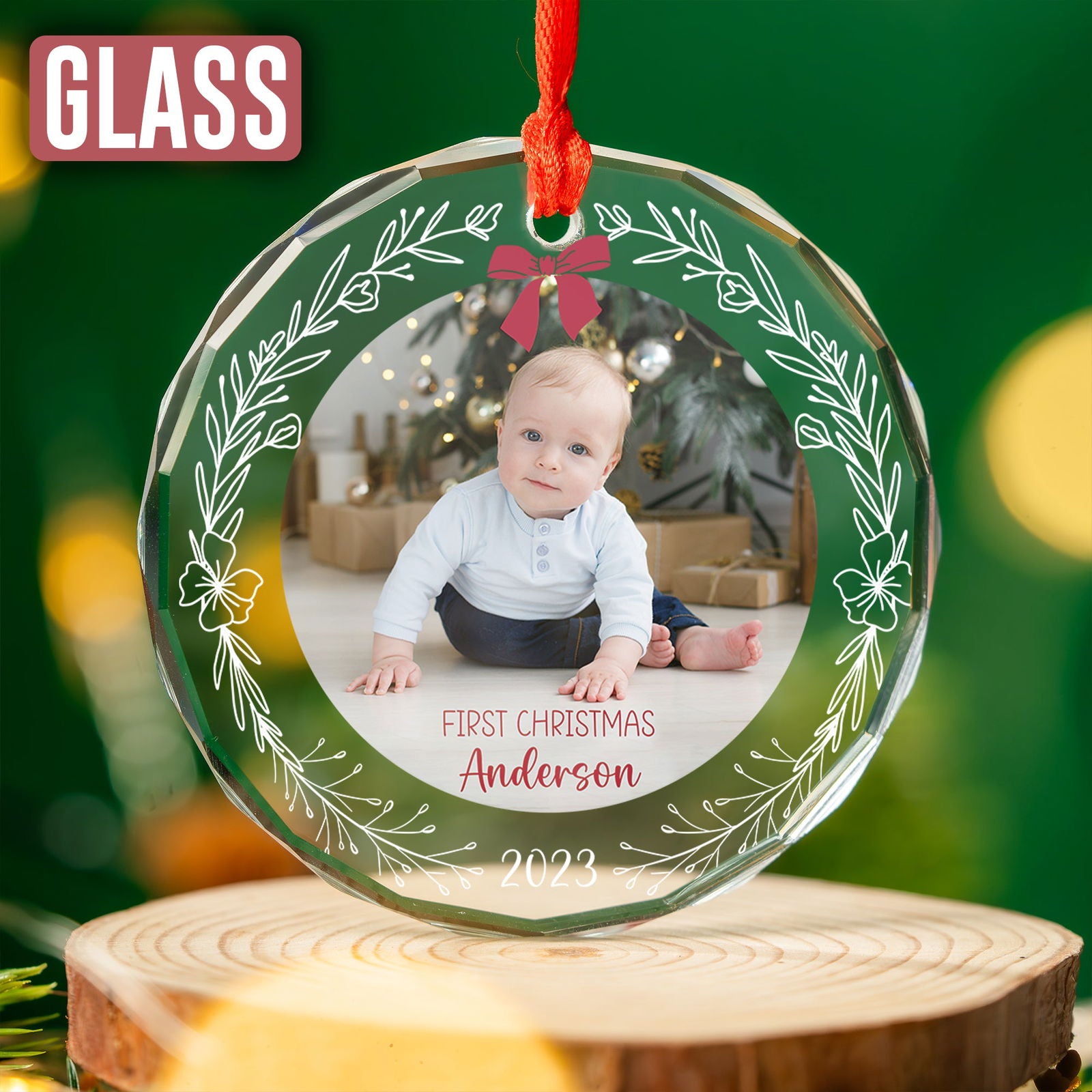 Custom Photo Baby With Name Ornament