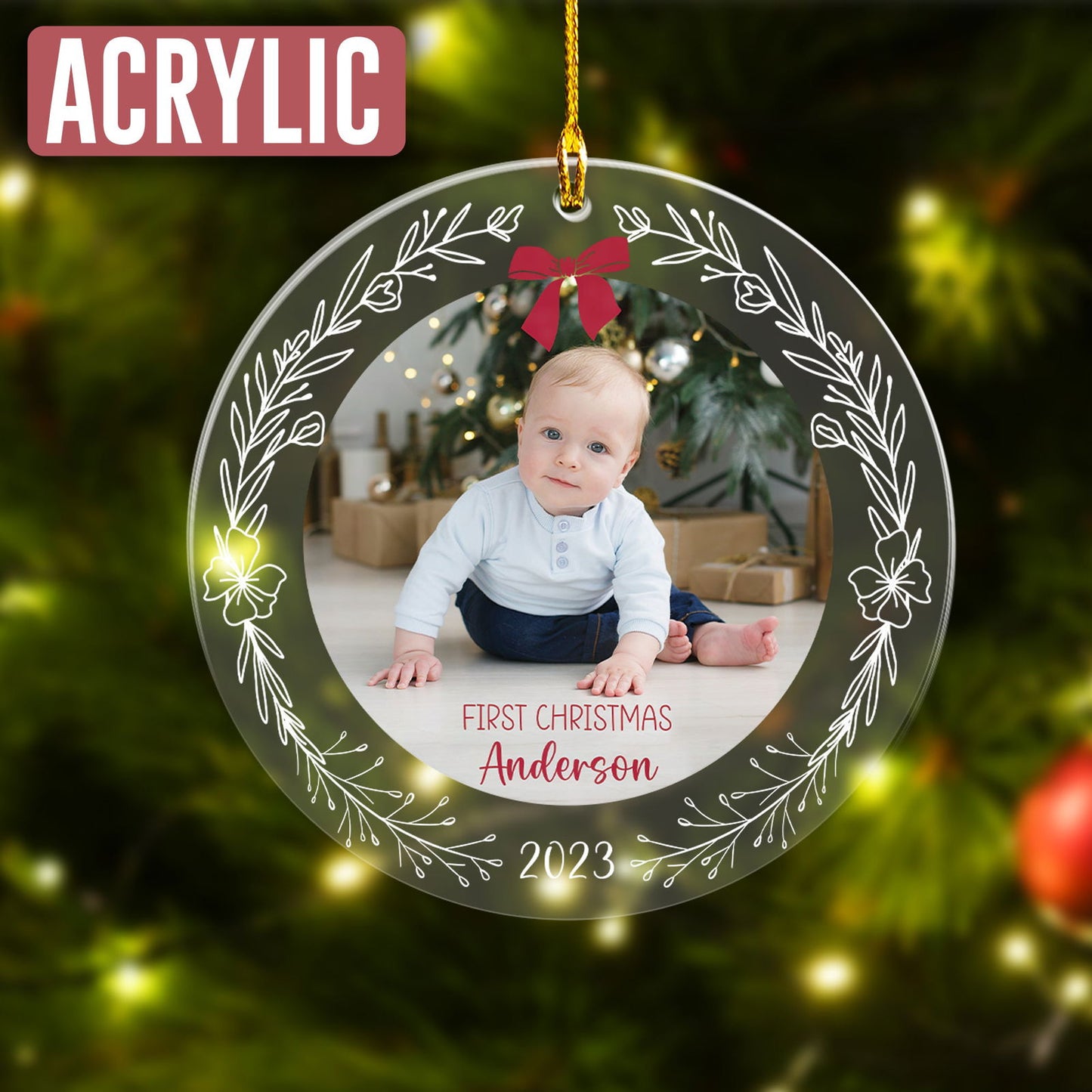 Custom Photo Baby With Name Ornament