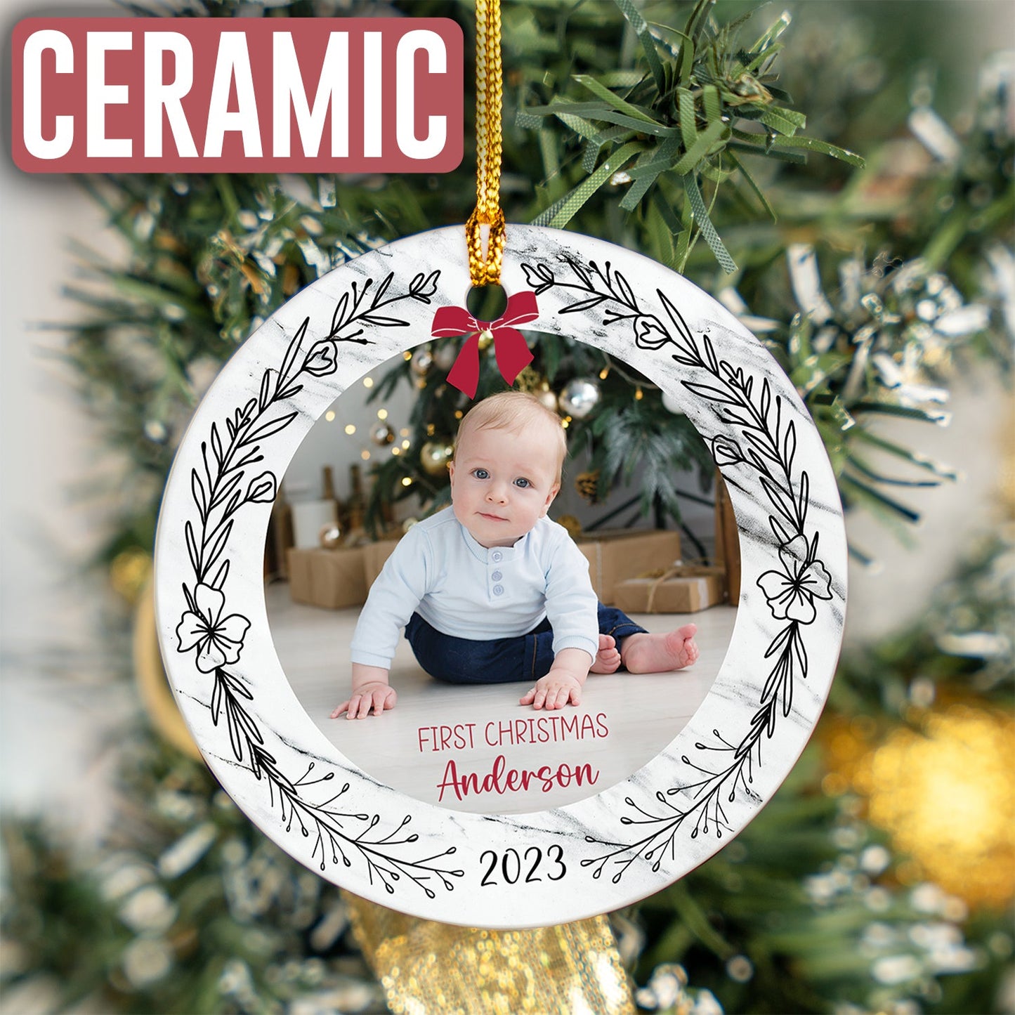 Custom Photo Baby With Name Ornament