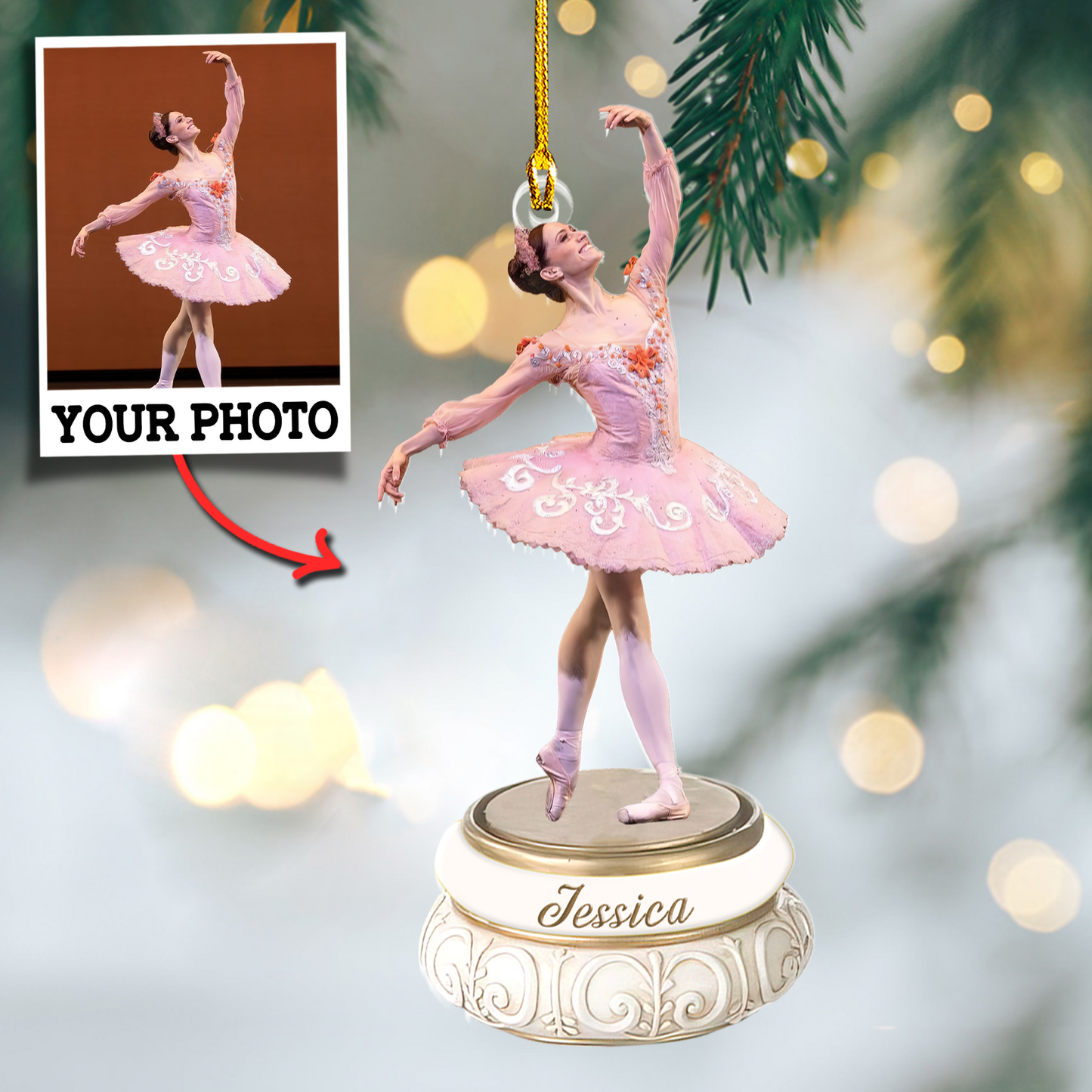 Custom Photo Ballet With Name Ornament