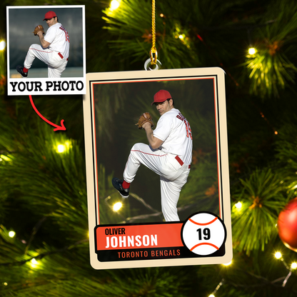 Custom Photo Baseball Name Card Ornament