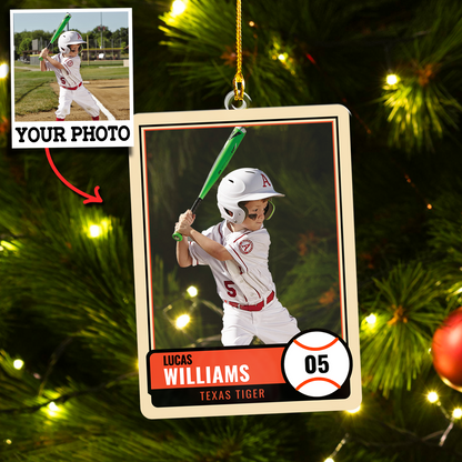 Custom Photo Baseball Name Card Ornament