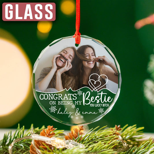 Custom Photo Bestie With Names Ornament