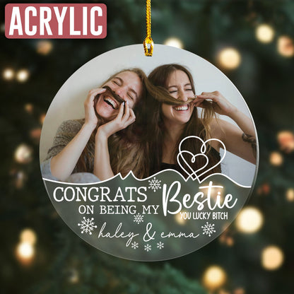 Custom Photo Bestie With Names Ornament