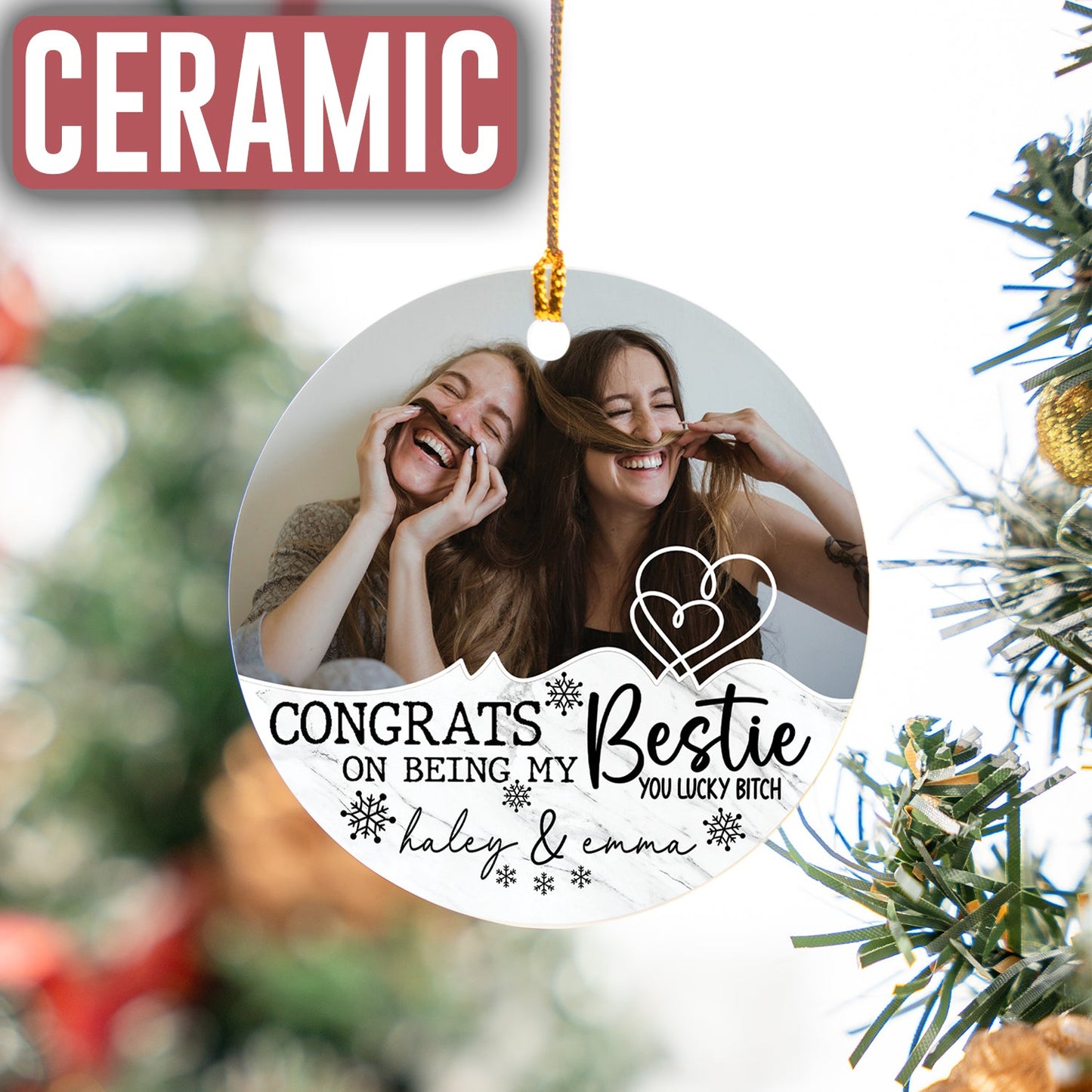 Custom Photo Bestie With Names Ornament