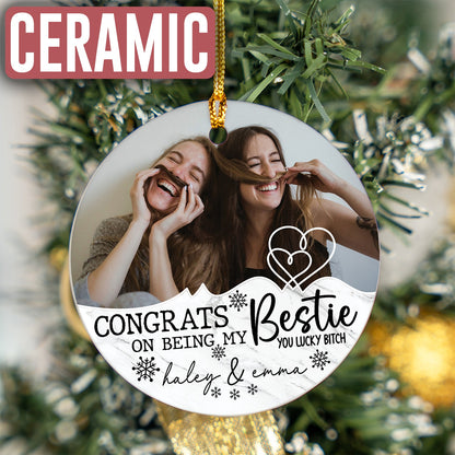 Custom Photo Bestie With Names Ornament