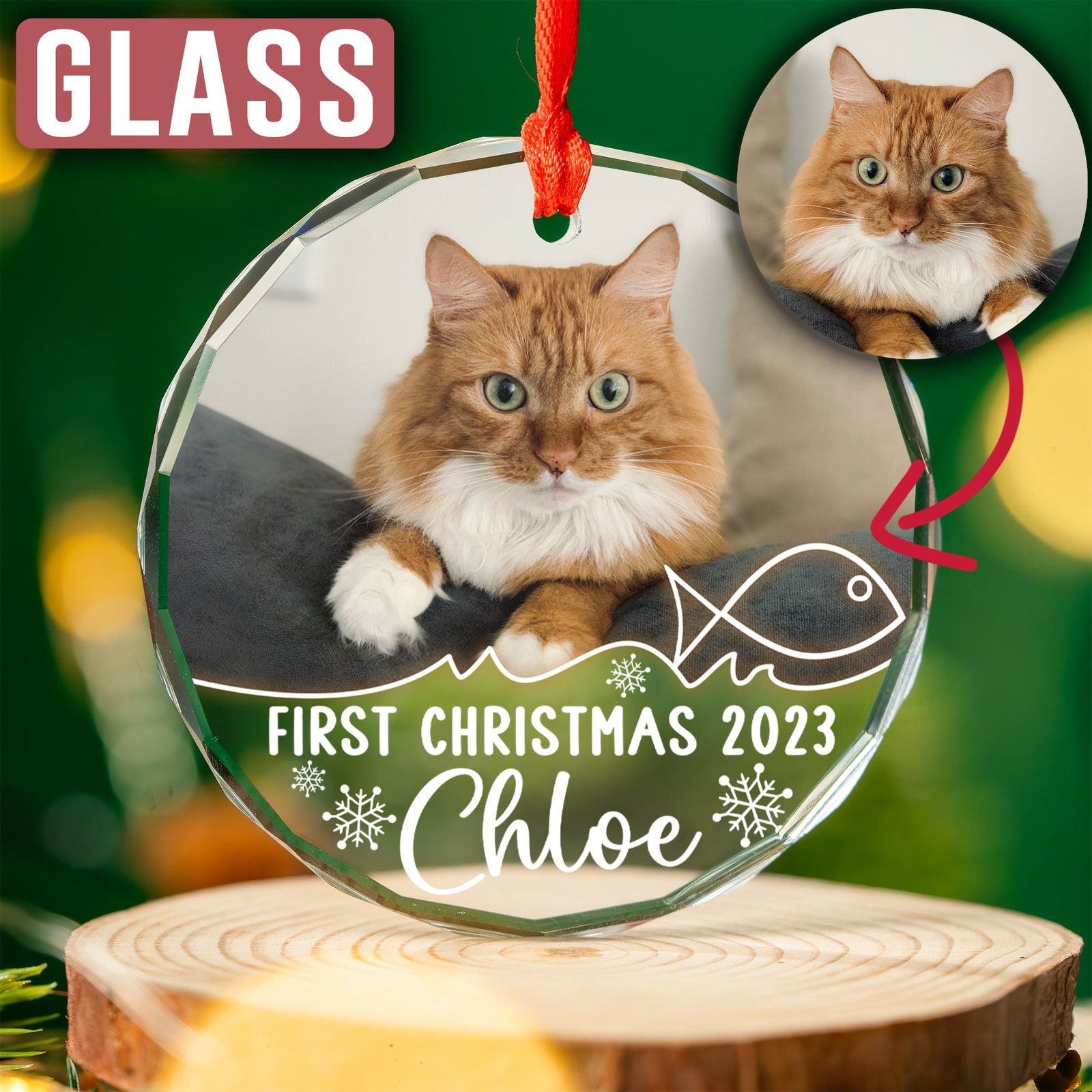 Custom Photo Cat Ornament