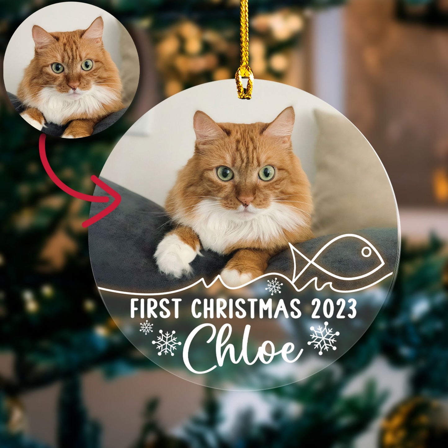 Custom Photo Cat Ornament