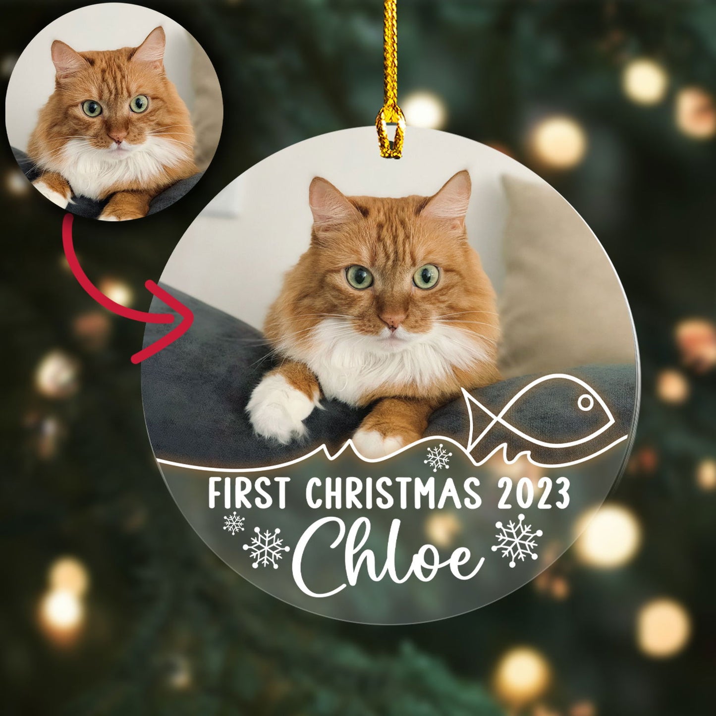 Custom Photo Cat Ornament