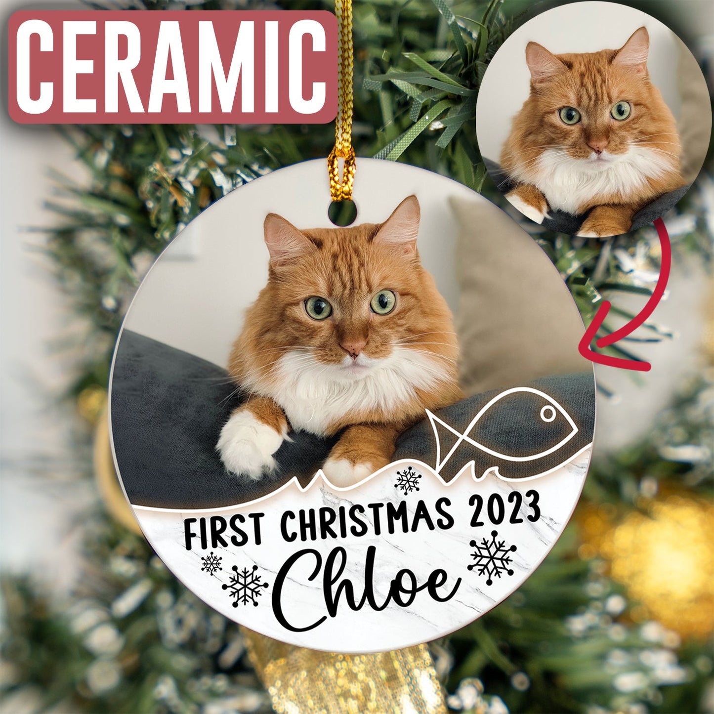 Custom Photo Cat Ornament