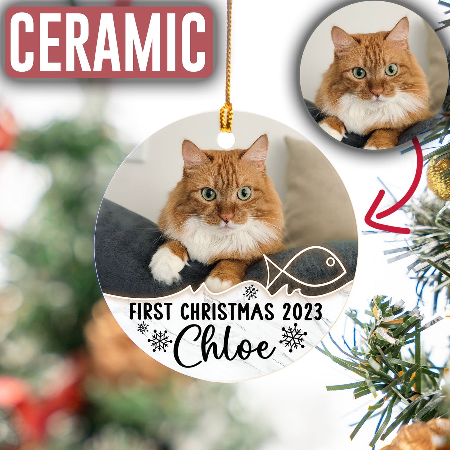 Custom Photo Cat Ornament