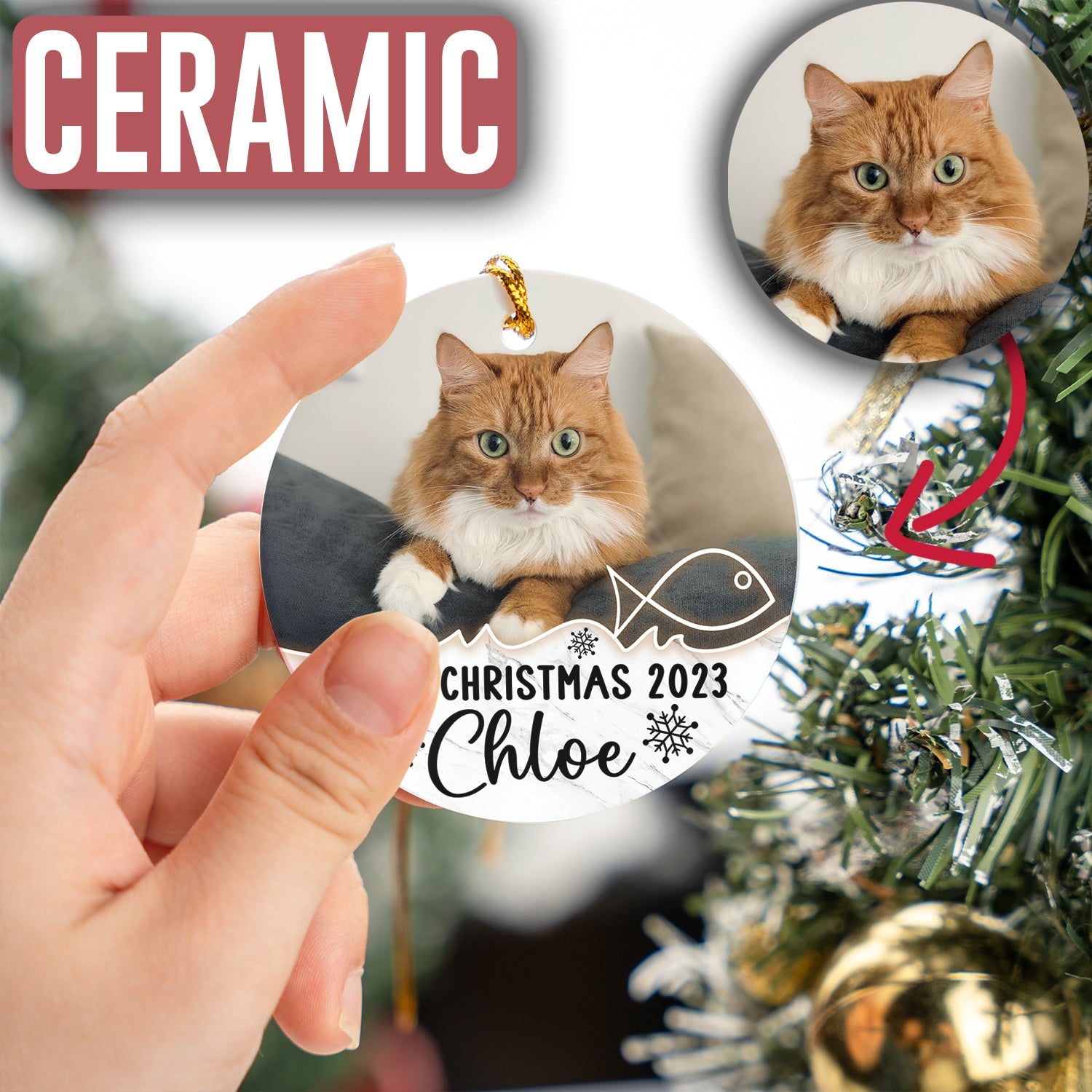 Custom Photo Cat Ornament