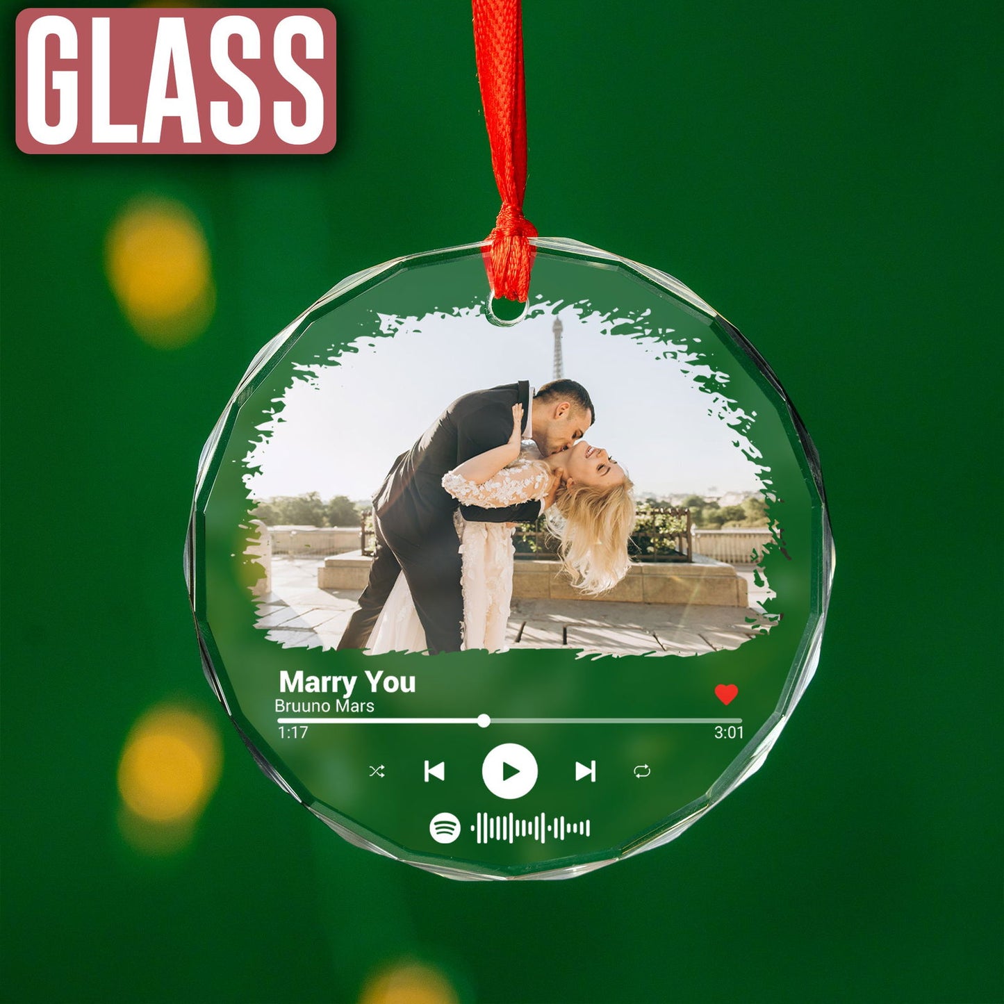 Custom Photo Couple With Song Name Ornament