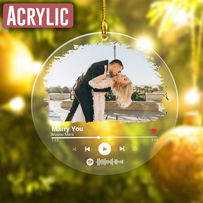 Custom Photo Couple With Song Name Ornament