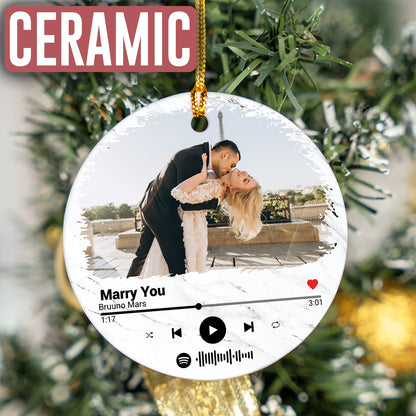 Custom Photo Couple With Song Name Ornament