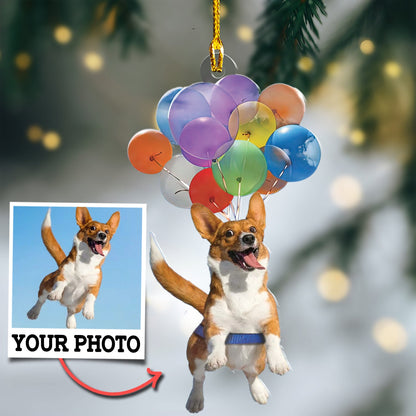 Custom Photo Dog With Balloons Ornament