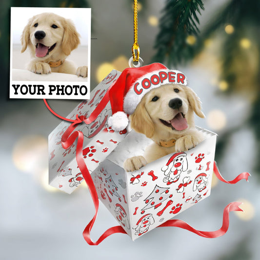 Custom Photo Dog With Name Ornament