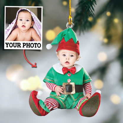 Custom Photo Elf Baby Ornament