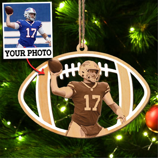 Custom Photo Football Ornament