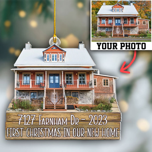 Custom Photo House With Address Ornament