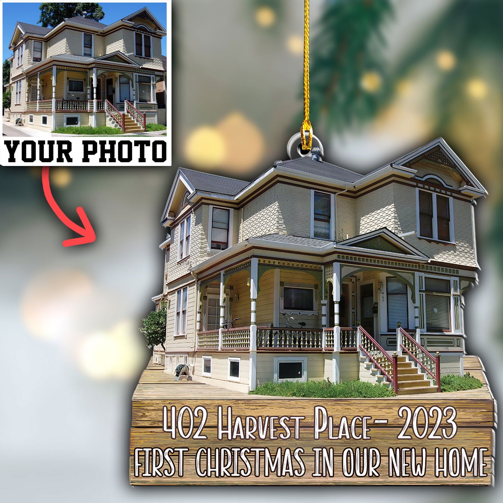 Custom Photo House With Address Ornament