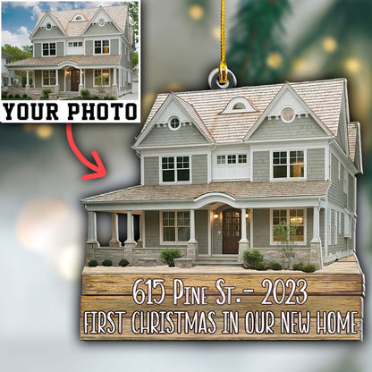 Custom Photo House With Address Ornament