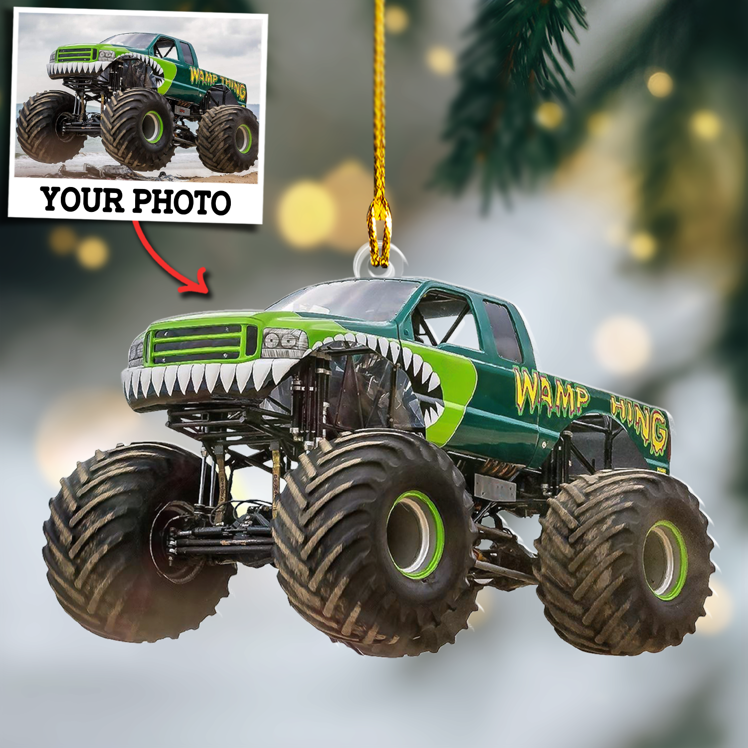 Custom Photo Monster Truck Ornament