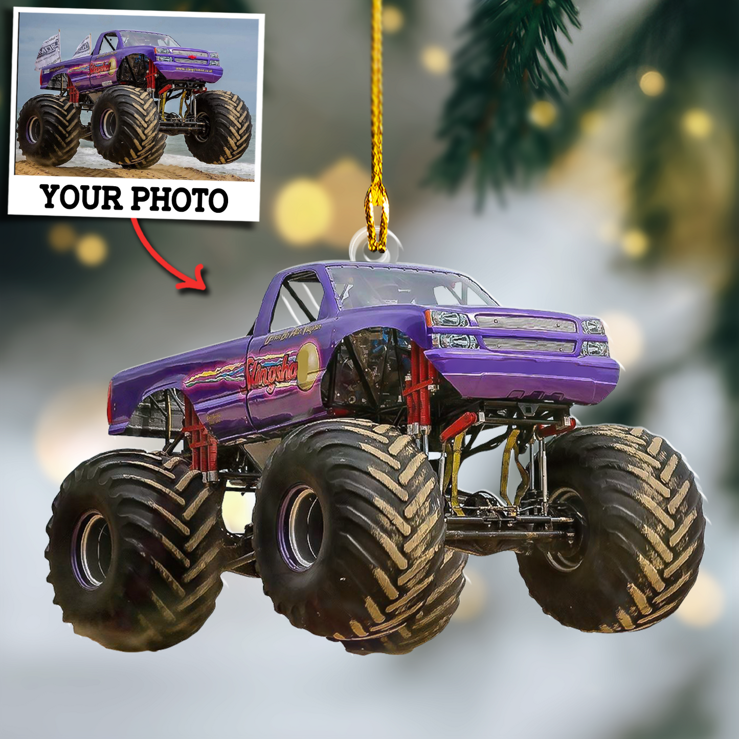 Custom Photo Monster Truck Ornament