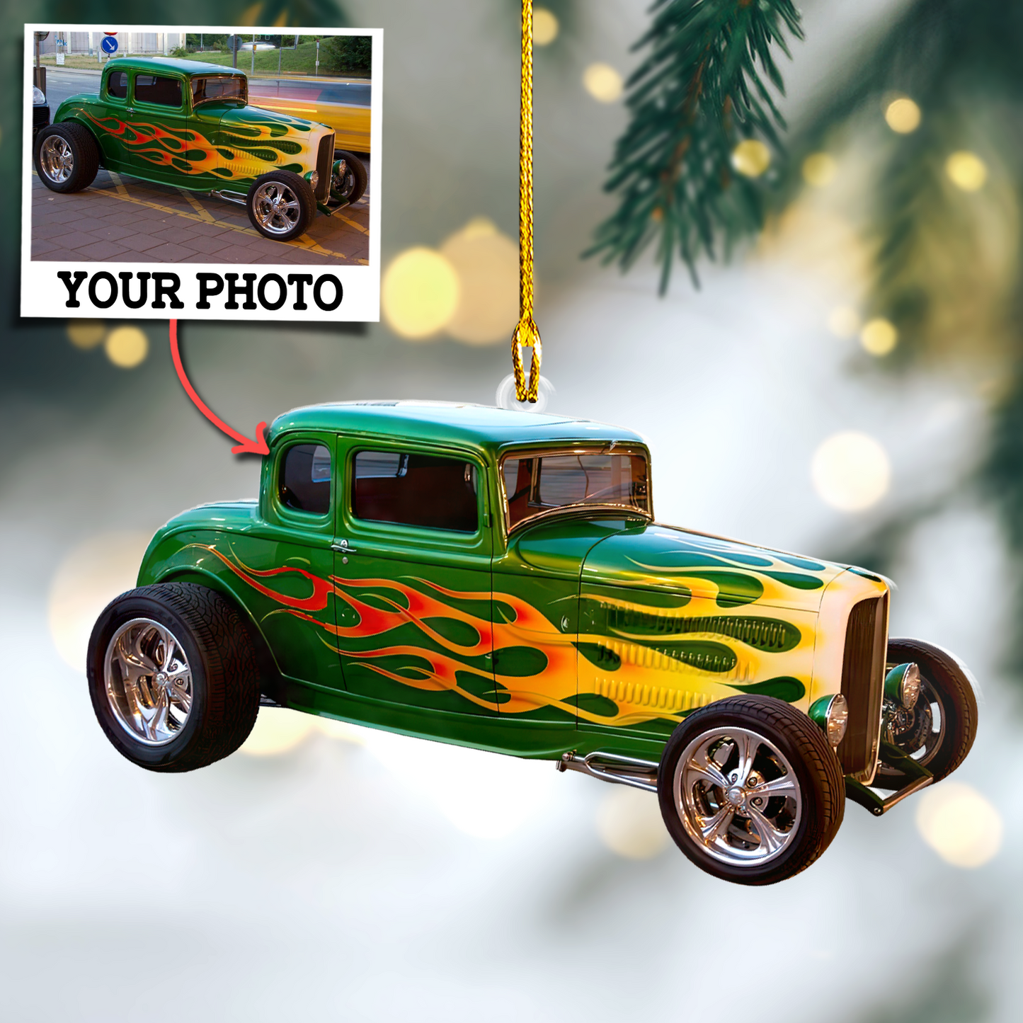 Custom Photo Ornament Hot Rod