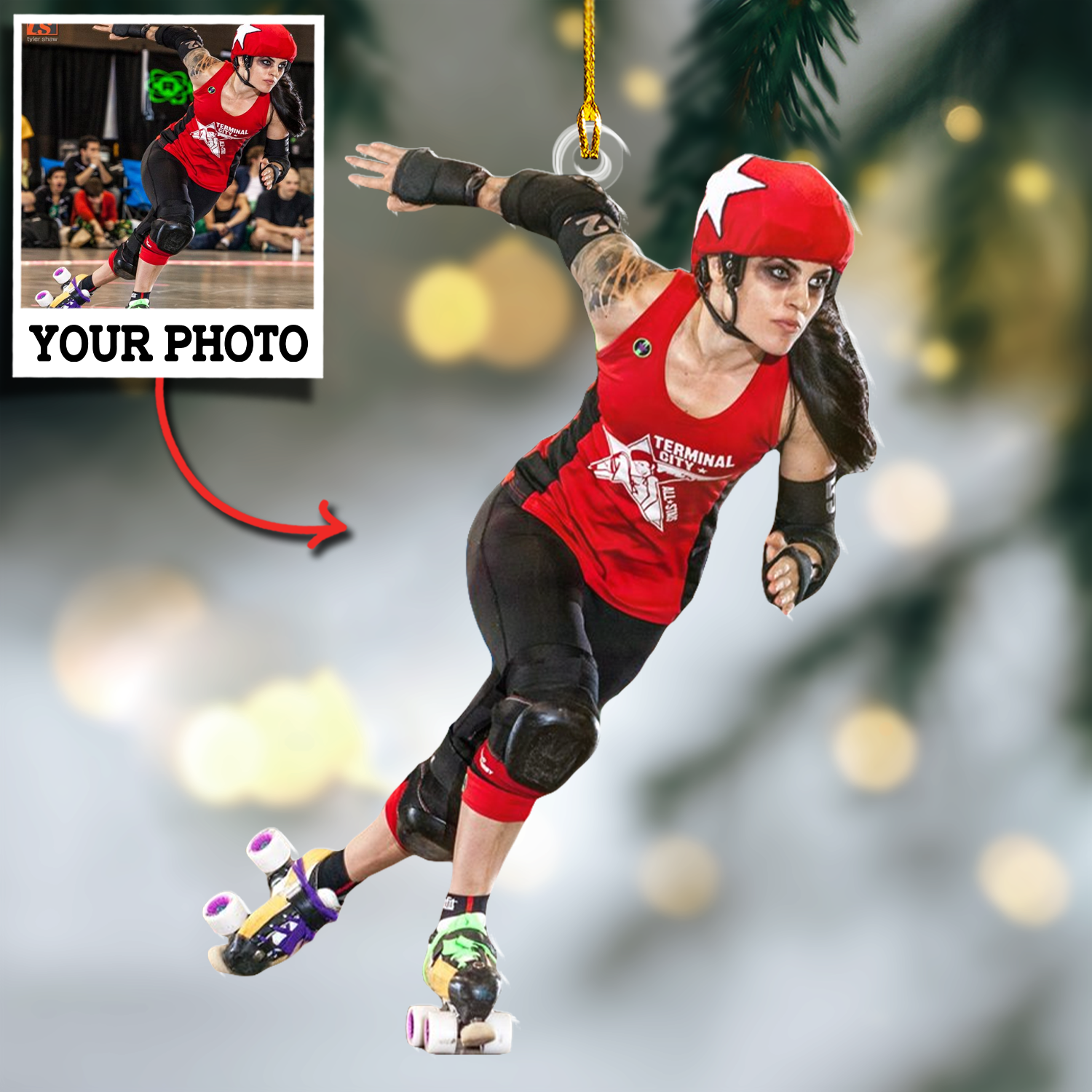 Custom Photo Ornament Roller Skating