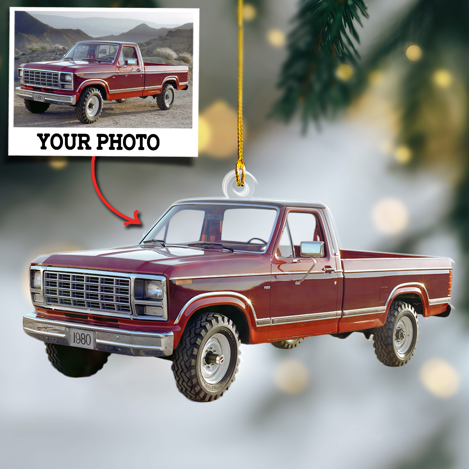 Custom Photo Ornament Truck