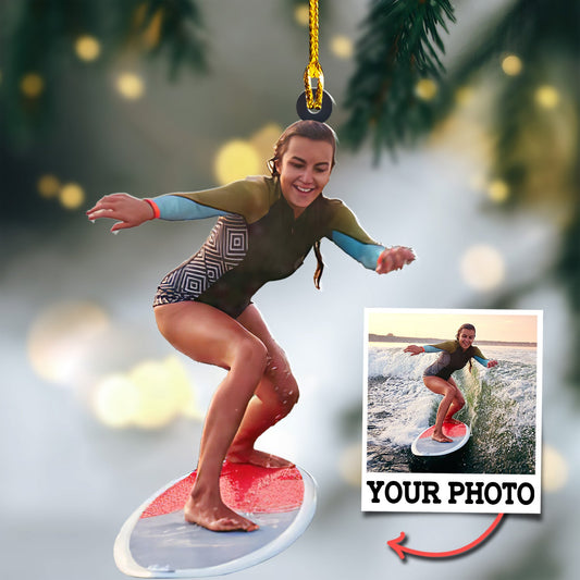 Custom Photo Surfing Ornament