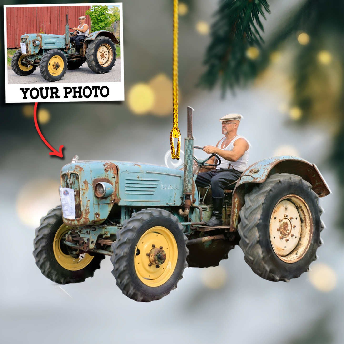 Custom Photo Tractor Ornament