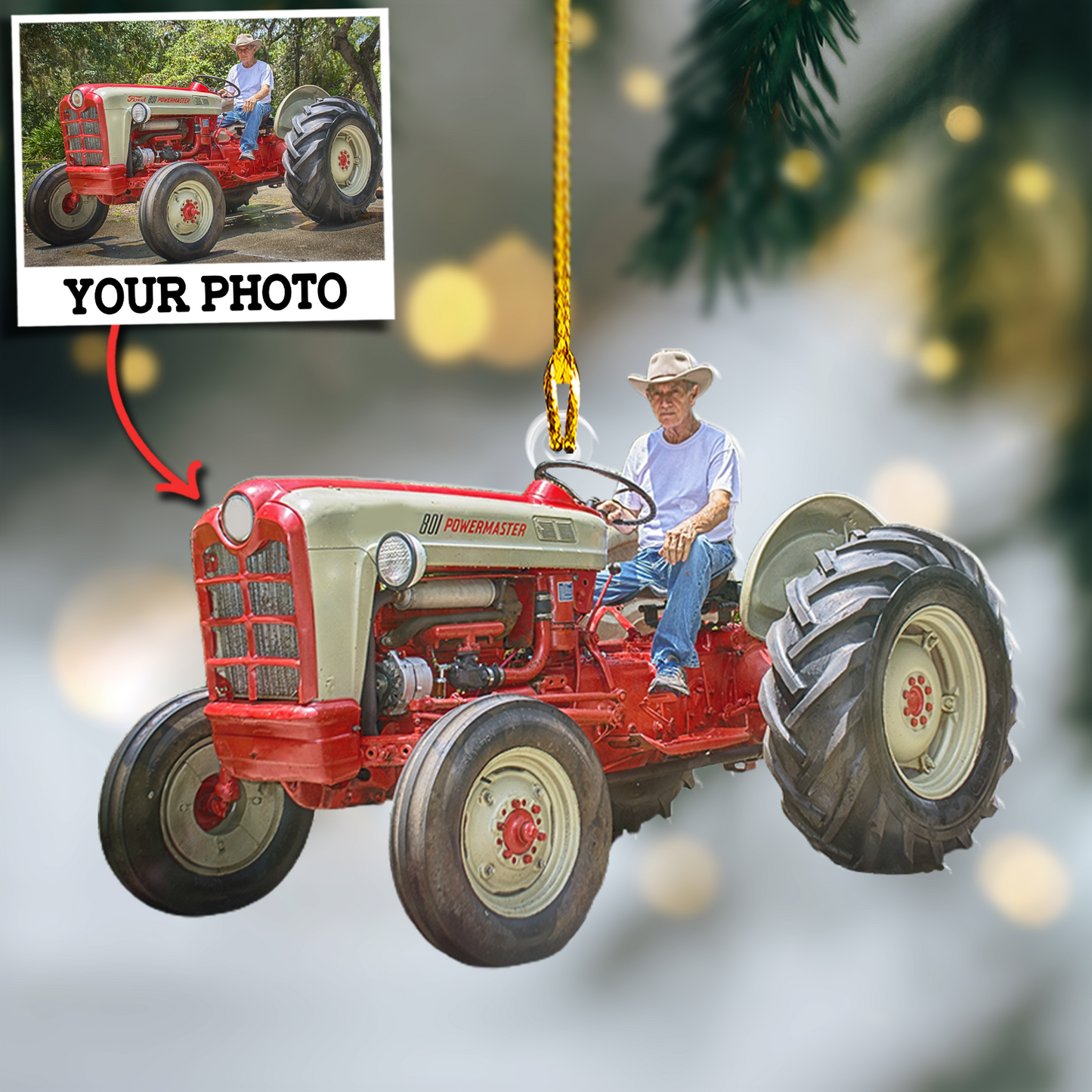 Custom Photo Tractor Ornament