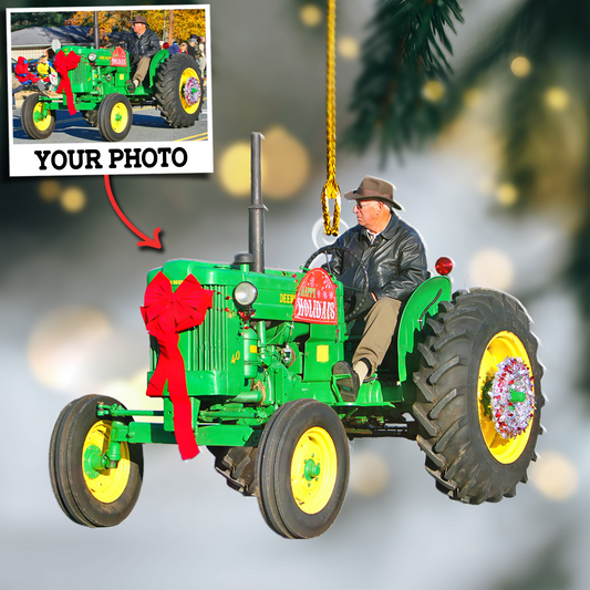 Custom Photo Tractor Ornament