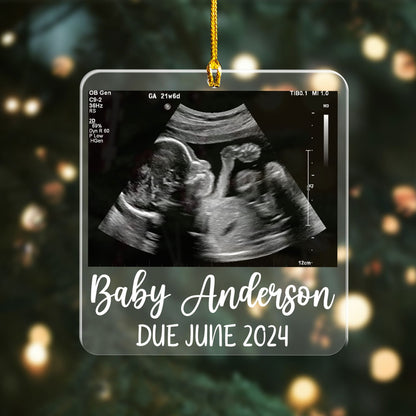 Custom Photo Ultrasound Baby With Name Ornament