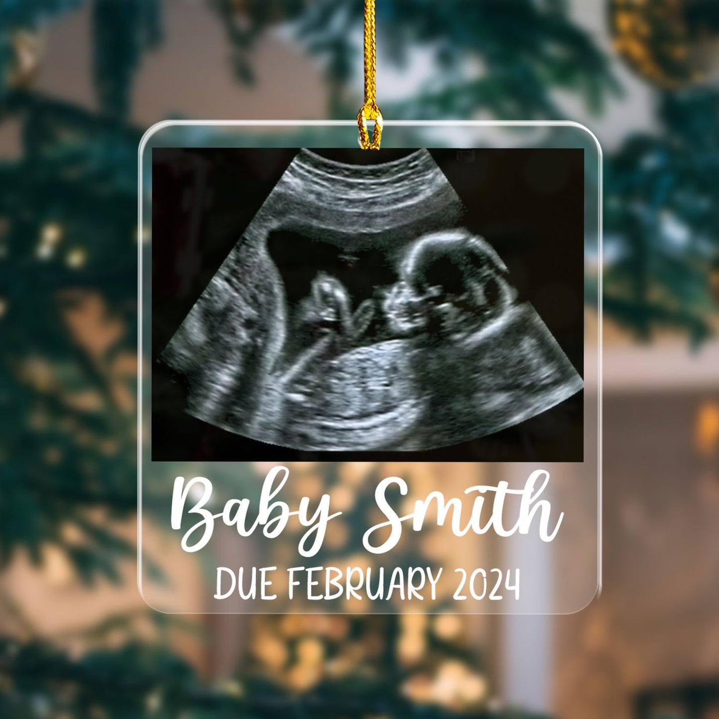 Custom Photo Ultrasound Baby With Name Ornament