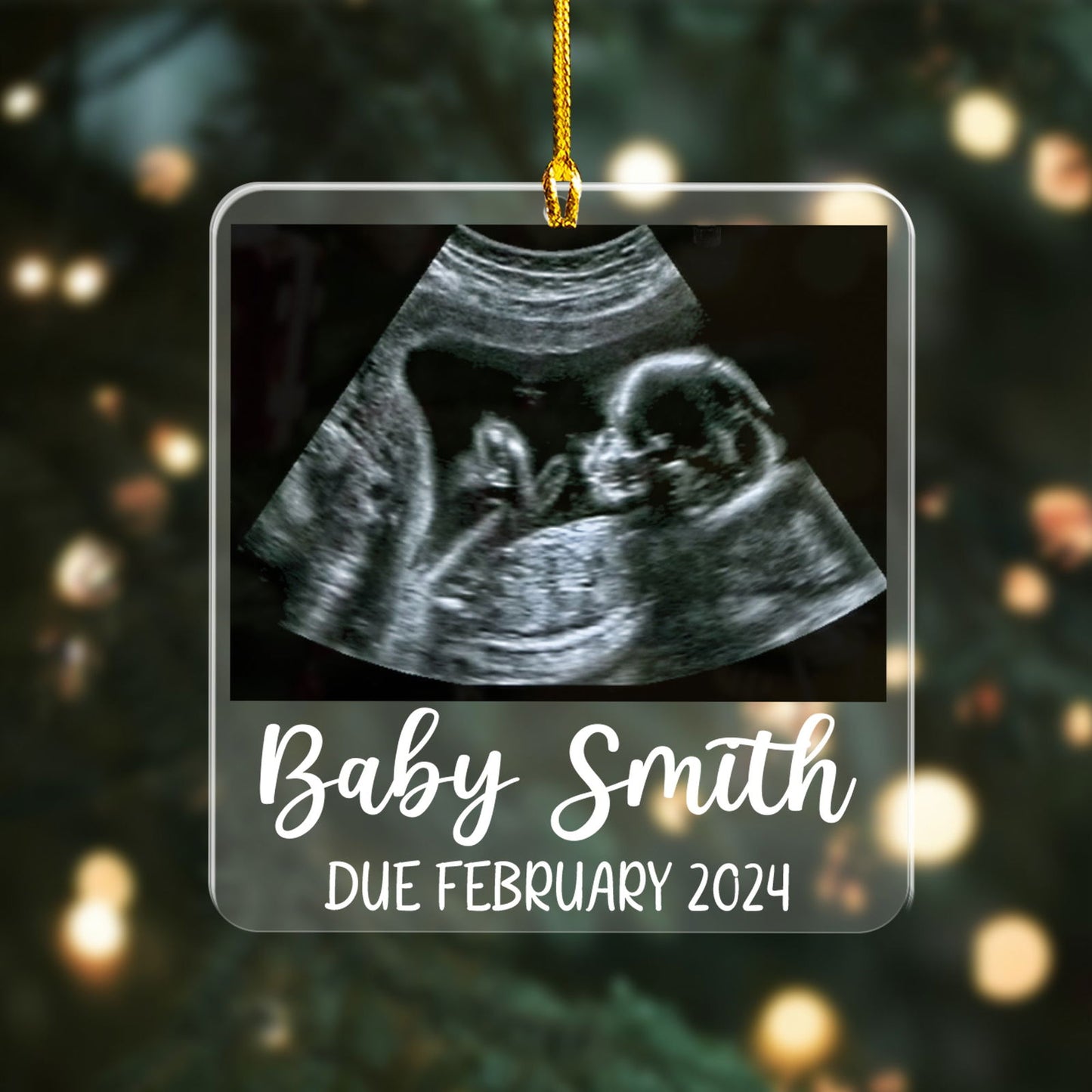 Custom Photo Ultrasound Baby With Name Ornament