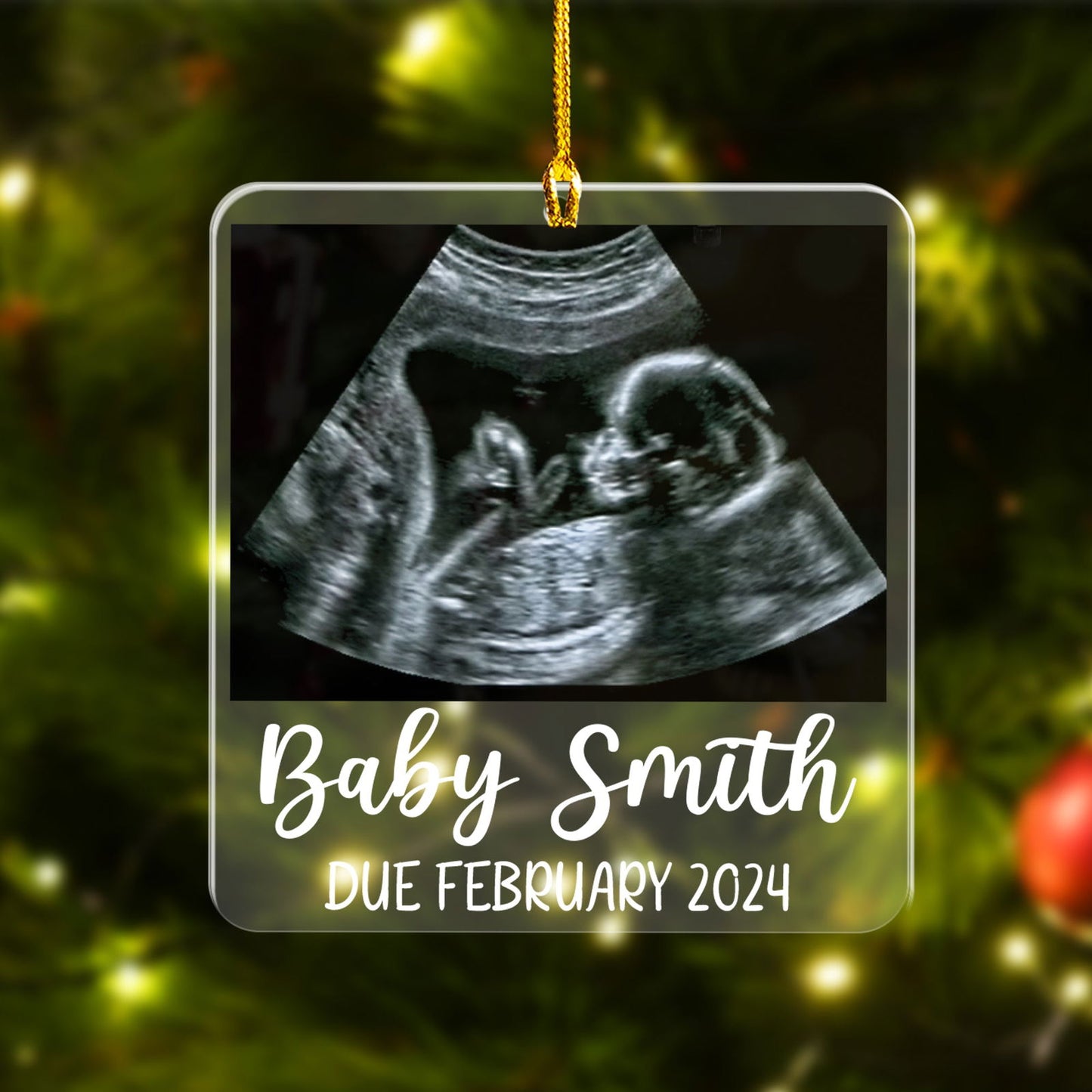 Custom Photo Ultrasound Baby With Name Ornament