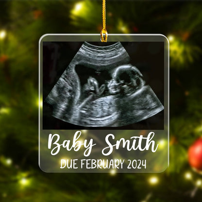 Custom Photo Ultrasound Baby With Name Ornament