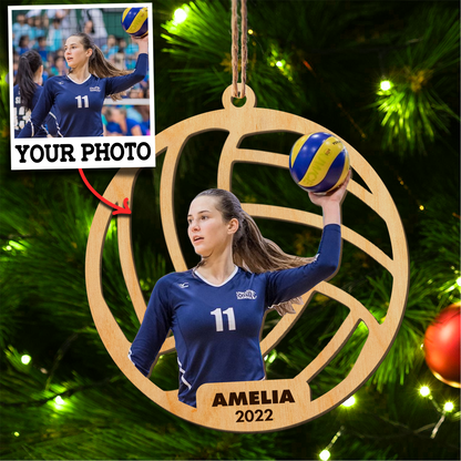 Custom Photo Volleyball Wood Ornament