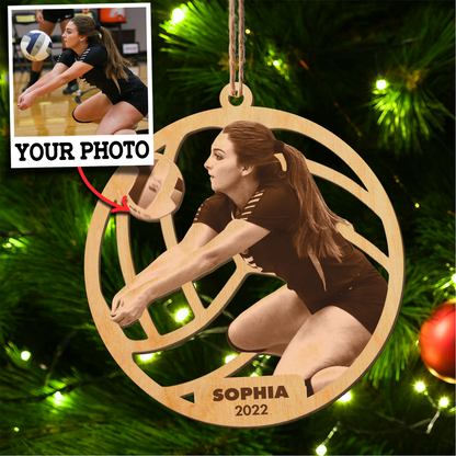 Custom Photo Volleyball Wood Ornament