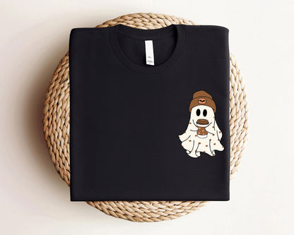 Cute Ghost Drinking Coffee Shirt