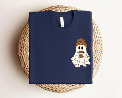 Cute Ghost Drinking Coffee Shirt