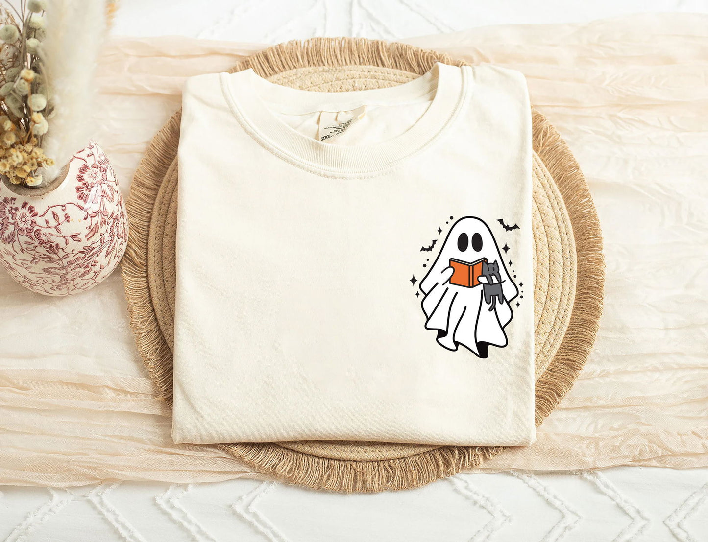 Cute Ghost Reading Book Shirt