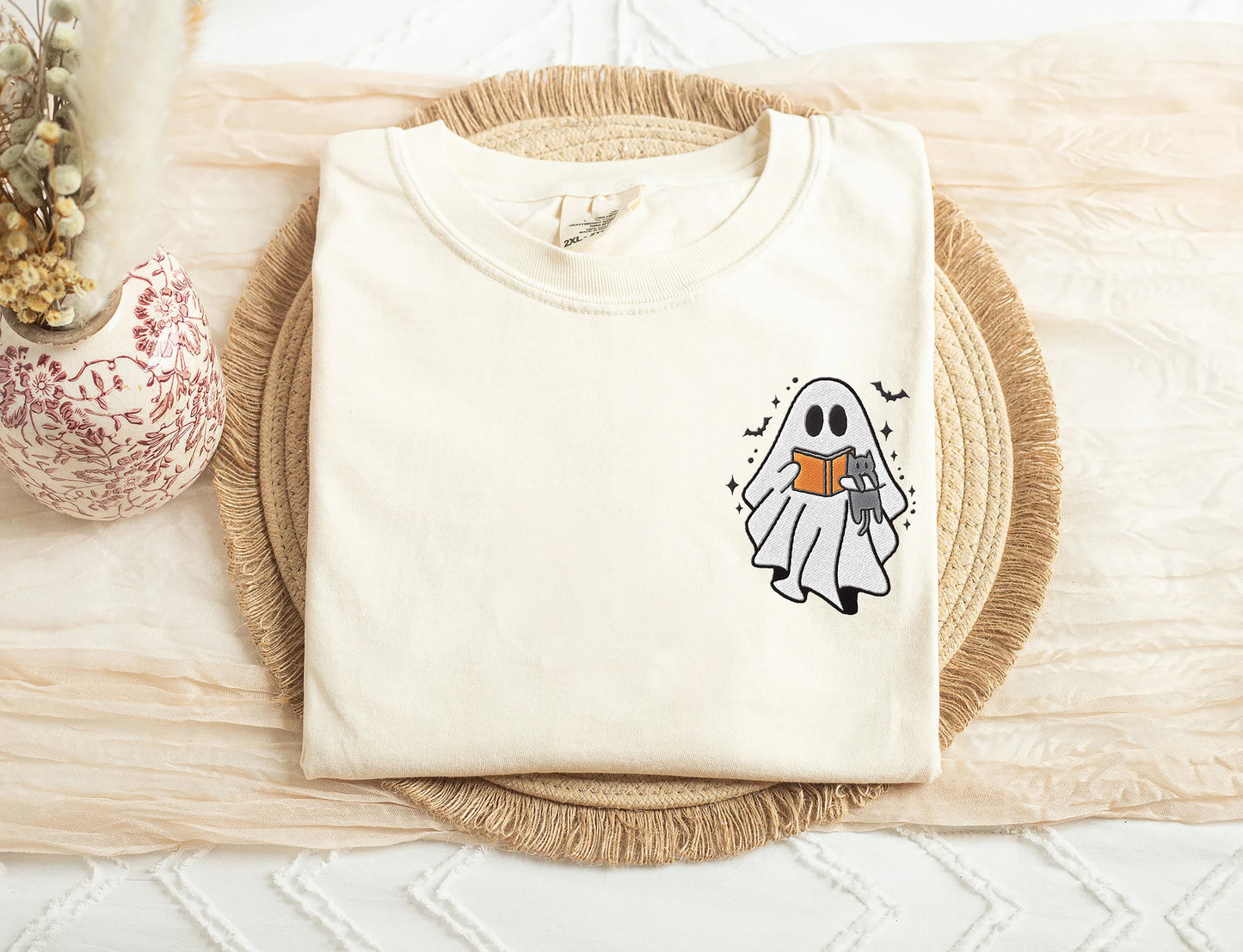 Embroidered Halloween Boo Shirt