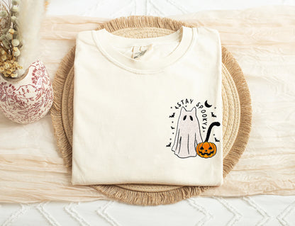 Embroidered Stay Spooky Cat Halloween Shirt