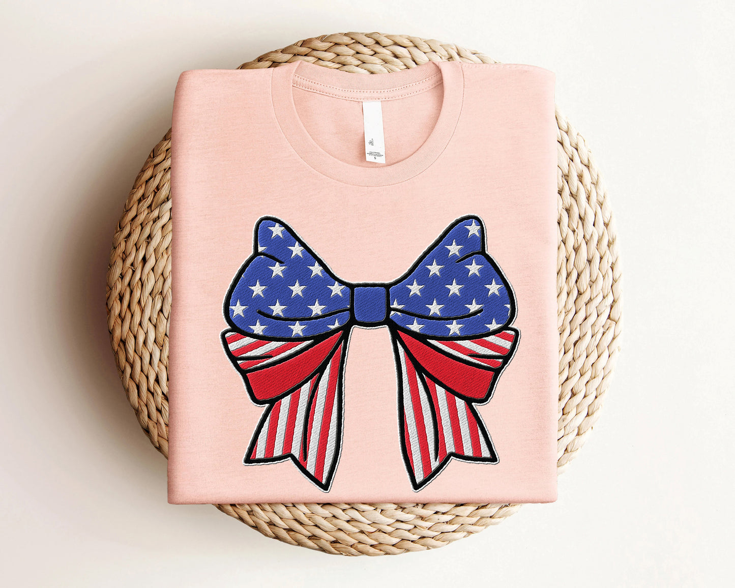 Fourth Of July Coquette Bow Embroidered Shirt